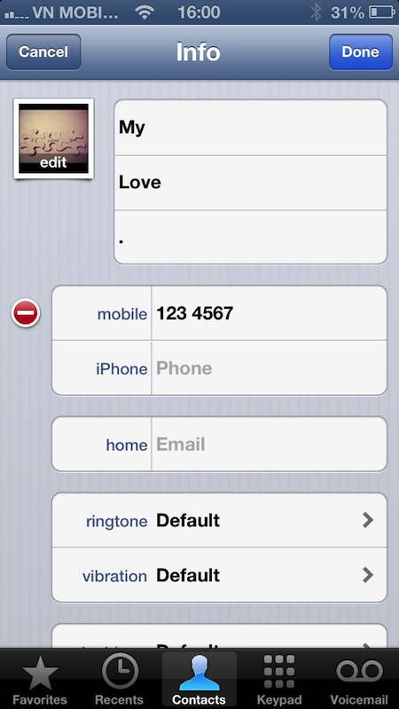 Thêm danh bạ mới