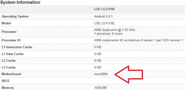 LG-F510L được ghi nhận trên Geekbench