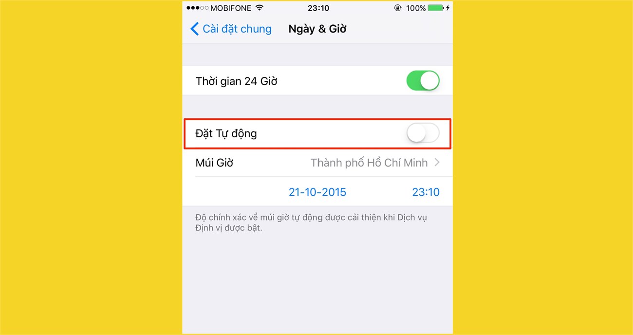 Tắt tính năng Tự động cập nhật thời gian Tắt tính năng Tự động cập nhật thời gian