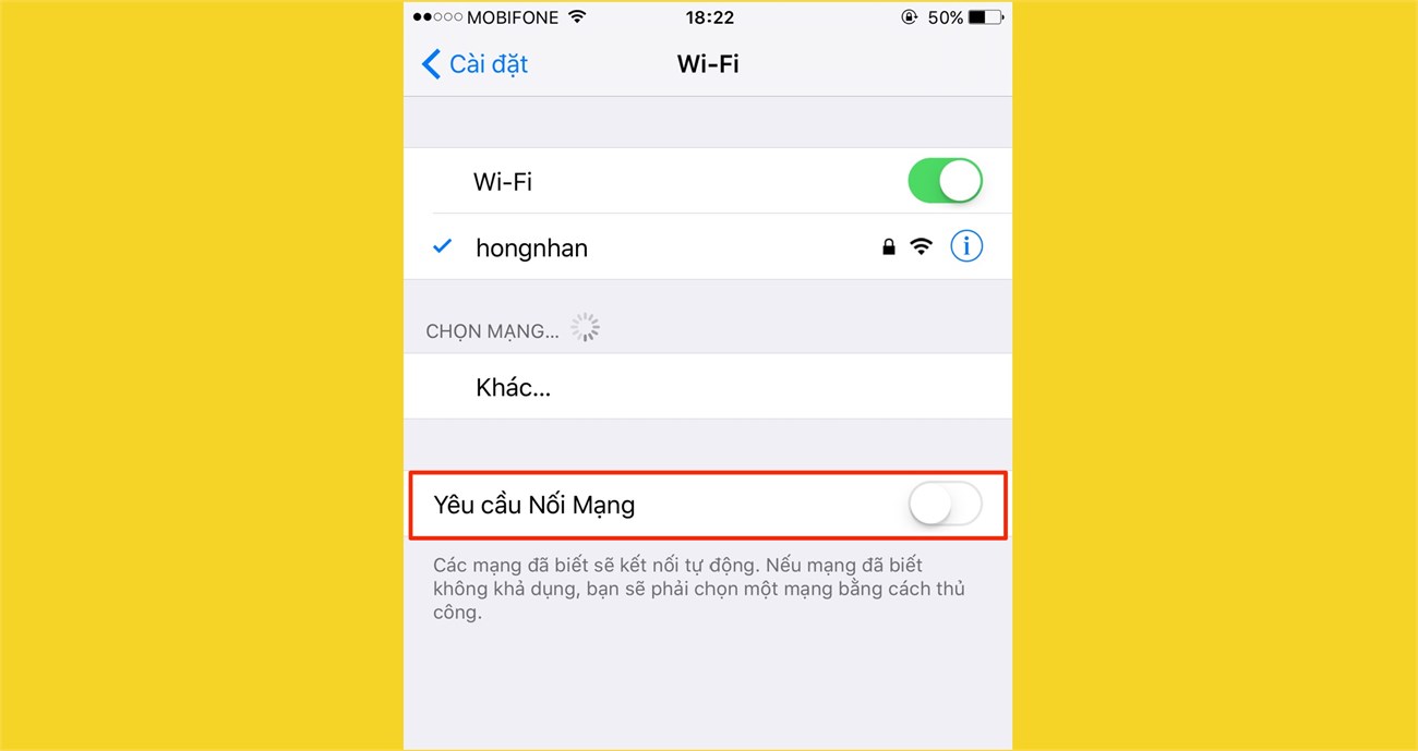 Tắt yêu cầu kết nối mạng Tắt yêu cầu kết nối mạng