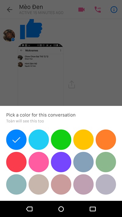 Đặt nickname, đổi màu hội thoại, chat thoải thích với Facebook Messenger mới