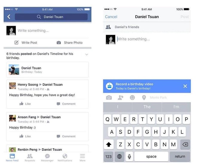 Tính năng mới, gửi video clip thay lời chúc mừng sinh nhật trên Facebook