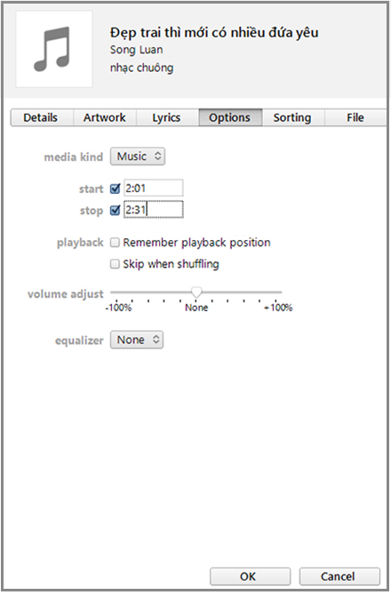 Chuyển sang tab Options  Chuyển sang tab Options