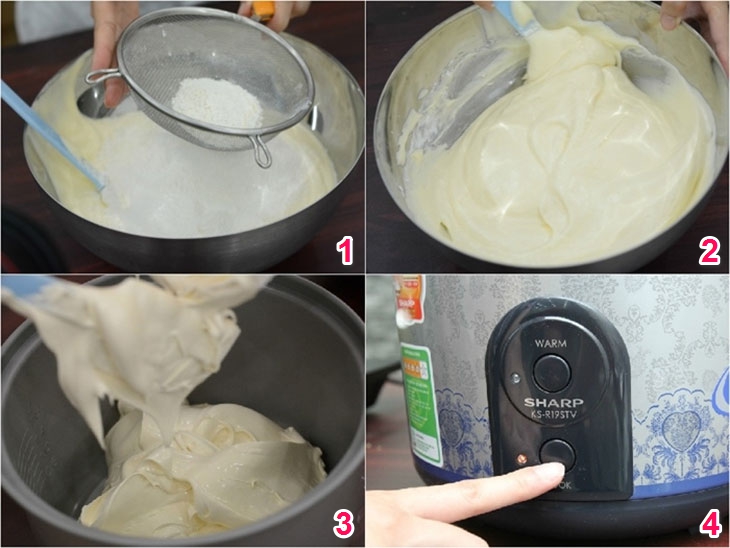 Cách làm bánh bông lan trứng muối bằng nồi cơm điện