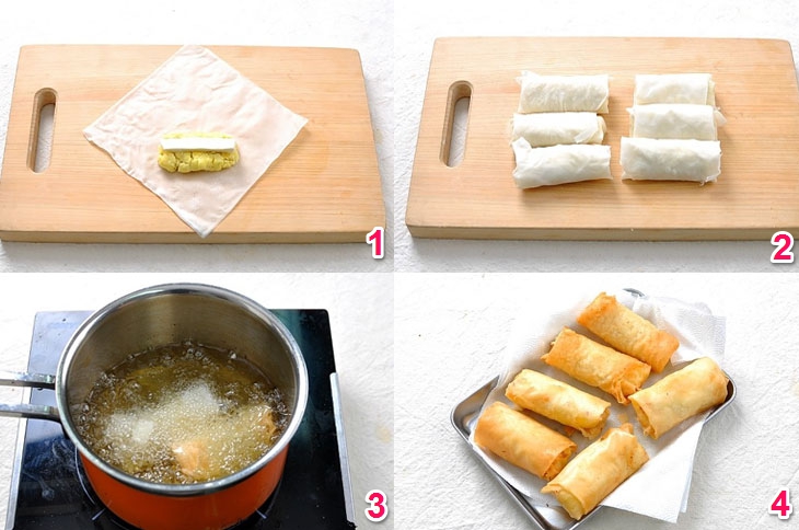 Cách làm chả giò cuộn phô mai thơm ngon đón Tết