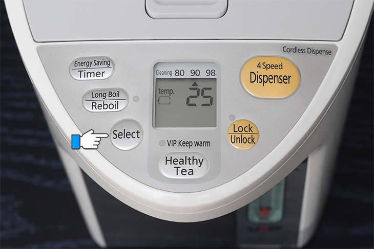 Nhấn nút select để thay đổi nhiệt độ giữ ấm