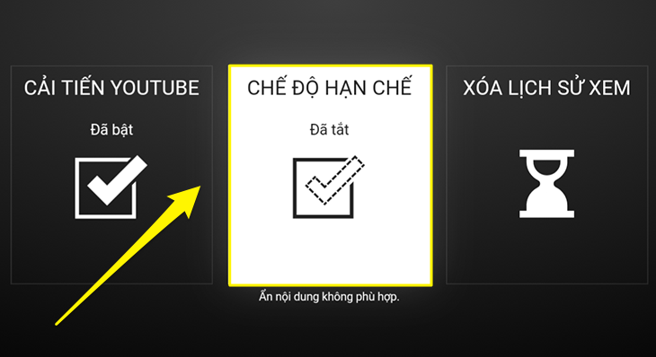 Bật chế độ hạn chế