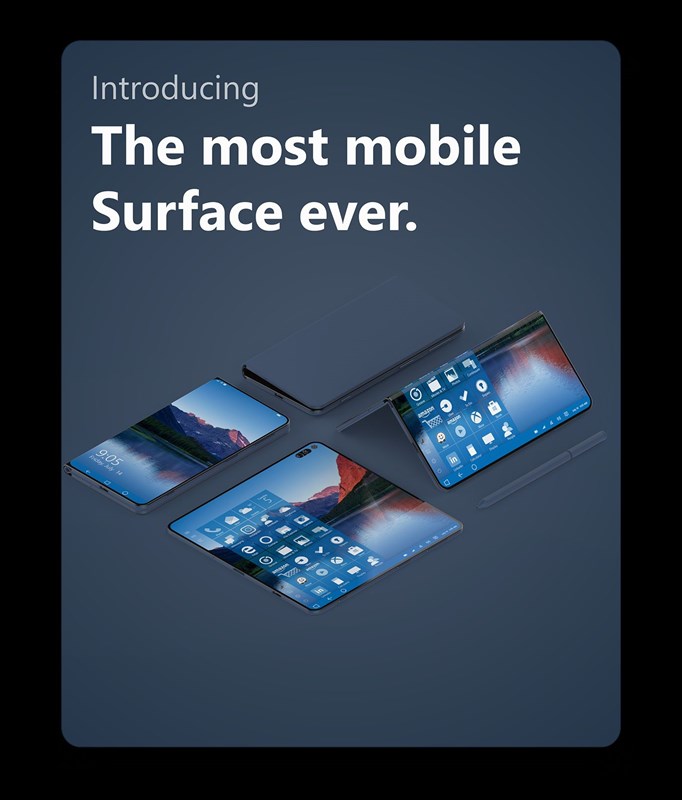 Concept: Microsoft Suface Note viền siêu mỏng cực đẹp, biến hình thành tablet, bút cảm ứng Suface Pen