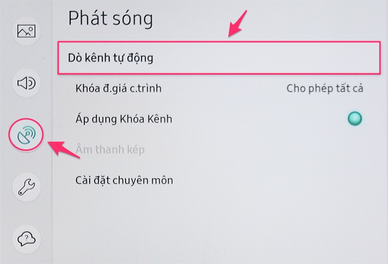 Chọn Dò kênh tự động