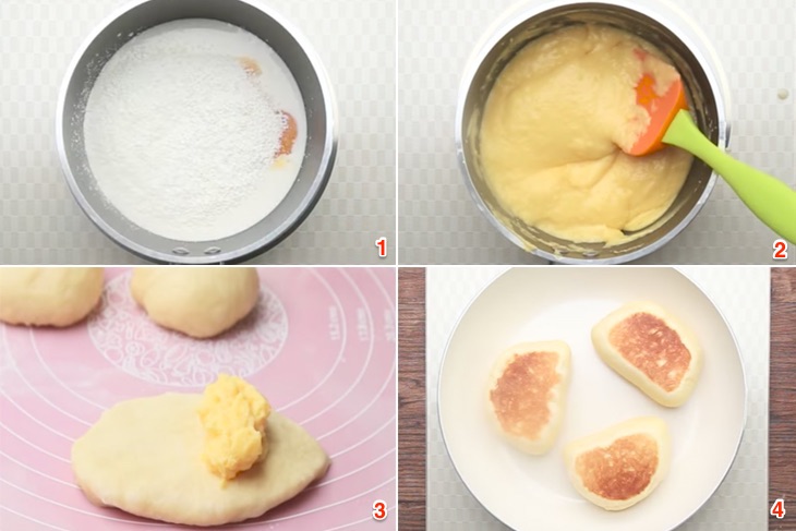 Cách làm bánh mỳ nhân custard trứng muối bằng chảo chống dính Cách làm bánh mỳ nhân custard trứng muối bằng chảo chống dính