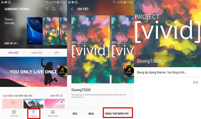 Áp dụng Theme