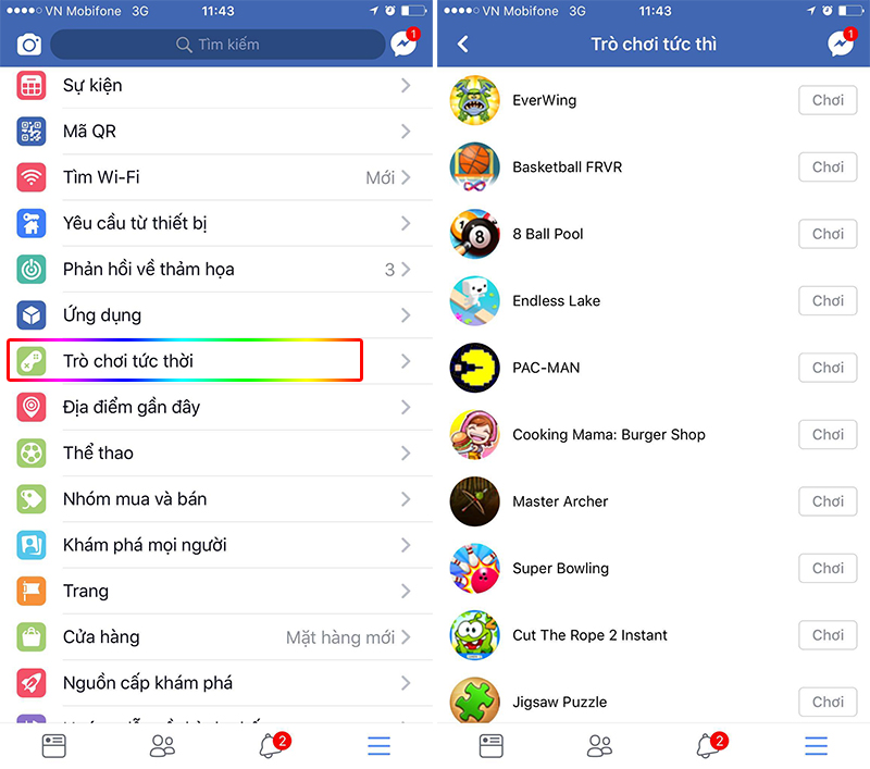 Facebook trò chơi Facebook trò chơi
