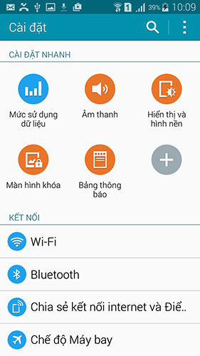 Giao diện cài đặt Samsung Galaxy A5