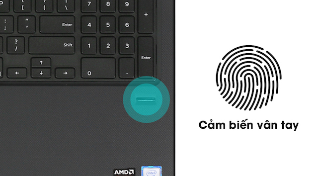 Dell Vostro 3568 i5 7200U - Trang bị cảm biến vân tay Dell Vostro 3568 i5 7200U - Trang bị cảm biến vân tay