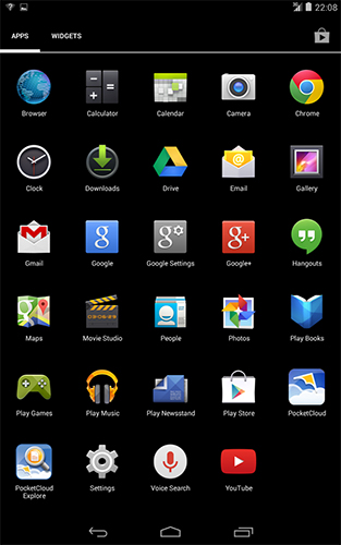 Giao diện Menu Venue 8 32GB