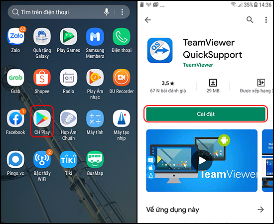 Install TeamViewer QuickSupport in CH Play
