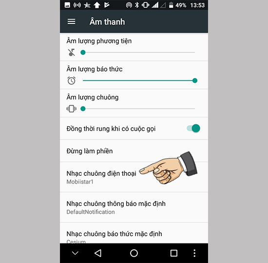 Chọn cài đặt nhạc chuông