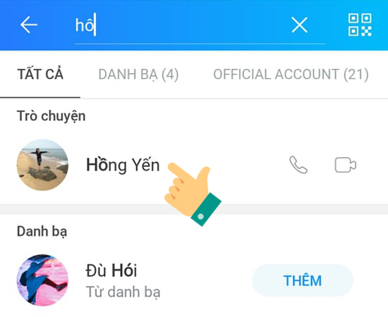 Bước 2: Nhập tên cuộc trò chuyện đã bị ẩn.