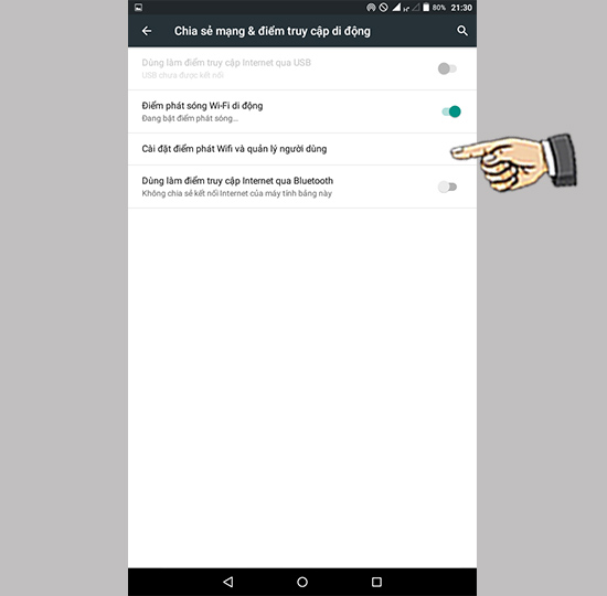 Bước 4: Chọn cài đặt phát wifi và quản lí người dùng.