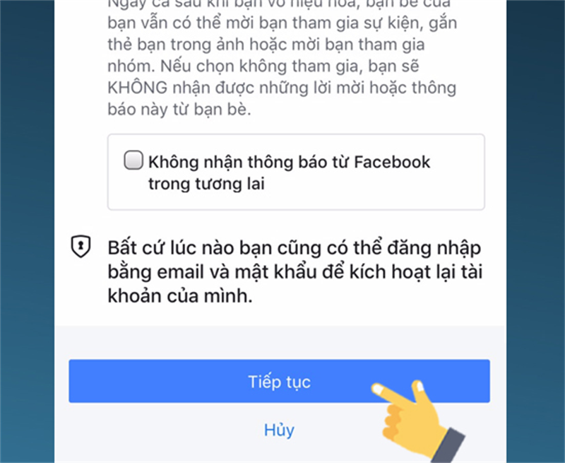 Bước 8: Cuối cùng bạn chọn tiếp tục một lần nữa để hoàn tất quá trình thiết lập.