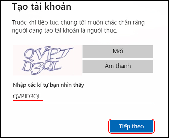 Nhập kí tự xác thực