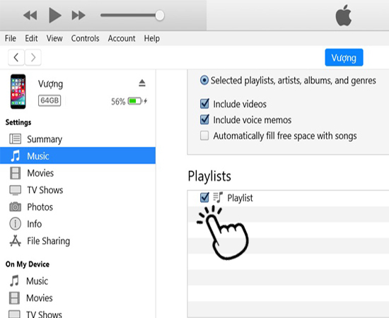 Tiếp theo bạn chọn vào playlist vừa tạo