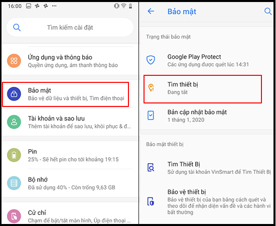 Chọn tìm thiết bị