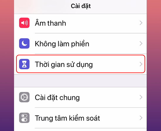 Chọn Thời gian sử dụng