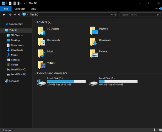 Vậy là khi mở File Explorer lên, bạn sẽ gặp lại trình quản lý File quen thuộc của mình.