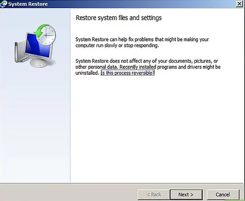 System restore on PC